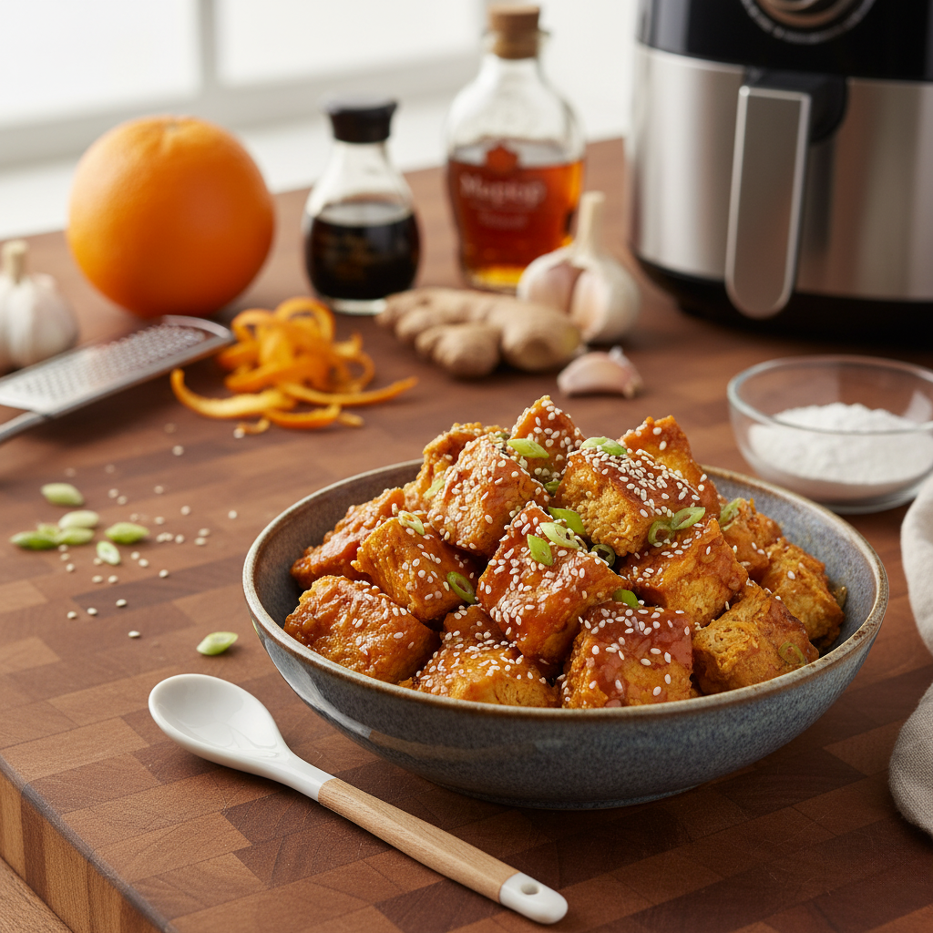 Crispy Air-Fryer Orange-Sesame Tofu